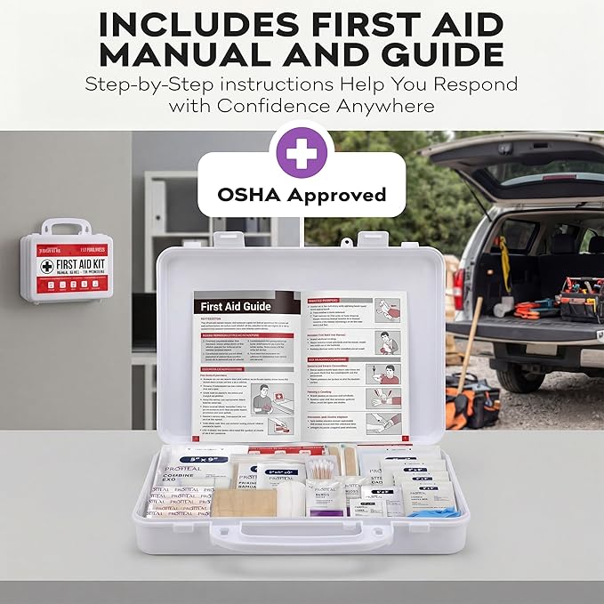 OSHA Compliant First Aid Kit - 10 Person, Type III, ANSI Class A, 111 Pieces for Business, Office, Home, Truck, Car & Construction Site - Wall Mountable | ProHeal