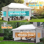 Quictent 10x20 Heavy Duty Pop up Canopy Tent with Sidewalls, Commercial Grade Instant Shelter with Wheeled Bag for Outdoor, Parties, Markets, 600D PU Coated UPF 50+ Sun Shield