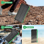 Solar Charger Power Bank 49800mAh Portable solar panels QC 3.0 22.5W Wireless Fast Charging with 6 Outputs for Cell Phones, Built in 4 Cables,USB C Waterproof Battery Pack for Camping,LED Flashlight