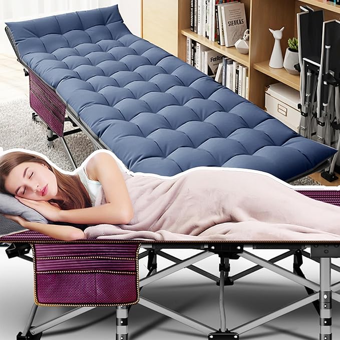 ABORON Heavy-Duty Folding Guest Bed for Adults, 500lb Capacity, Portable Extra Cot with 1217D Double Layer, Ideal for Indoor Guest Stays & Temporary Home Use