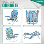 SUNNYFEEL Extra Wide Low Beach Chair 2 Pack 5 Position Lay, XL Oversized Portable Folding Camping Chairs with Cup Holder for Outdoor/Sand, Foldable Backpack Beach Chair for Adults Heavy Duty 500 LBS