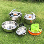 Camping Cookware Pot Outdoor Mountaineering Camping Portable Cooking Barbecue Tableware Set Picnic Picnic Pans Hiking Cups Pots & Pans