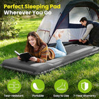 Camping Sleeping Pad, Built-in Foot Pump Inflatable Sleeping Pads, Memory Foam Mattress with Pillow, 4 Season Camping Mattress Pad, Camping Essentials Gear for Tent, Car, Hiking - Grey