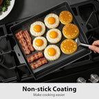 Utheer 17" x 13" Cast Iron Griddle for Gas Grill and Stove Top, Universal Flat Top Griddle with Pre-Seasoned Nonstick Coating, X-Shaped Reinforced Ridges, Perfect for Healthy Cooking, Parties, Camping