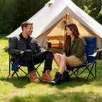 Portable Camping Chair 2 Pack, Folding Outdoor Chair with Cup Holder & Side Pocket for Camping (Navy Blue, 2 Pack)