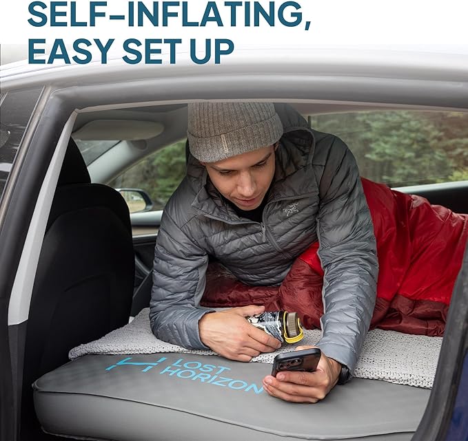 LOSTHORIZON Camping Air Mattress with Foam for Tesla, Self Inflating Sleeping Pad, 4.5" Thick, R-Value 13, Model S
