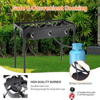 Giantex Outdoor Triple Burner Stove, High Pressure 3 Burner Stand Max. 225,000 BTU total, 0-20 PSI Regulator Detachable Legs, Portable 3 Propane Grill Burner Stove for Camping Picnic Cookout