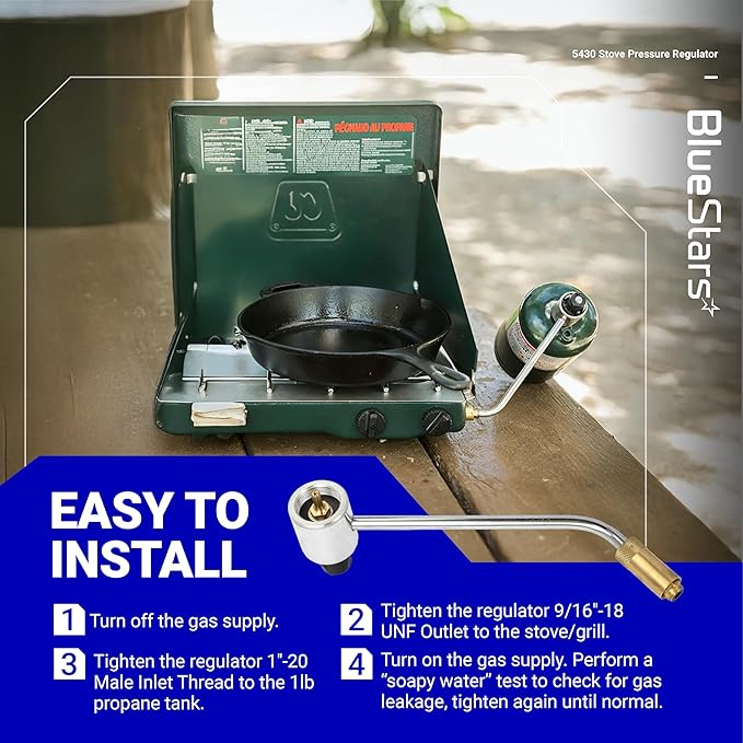 BlueStars Upgraded 5430 Gas Stove Pressure Regulator Replacement for Coleman Propane Stoves Grills, Fold N Go Stove Accessories - Maintains Stable LP Gas Flow, NOT Compatible with Roadtrip LXE Grills