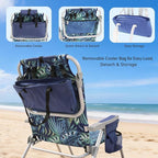 SUNNYFEEL Beach Chairs for Adults 2 Pack 5 Position Lay Flat, Portable Folding Backpack Beach Chair Heavy Duty with Cooler Bag, Cup Holder for Outdoor/Lawn/Picnic/Sand, Foldable Camping Chair