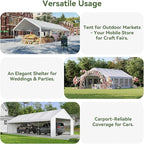 Aoxun 16x32 Party Tent Canopy for Weddings Waterproof Event Tent with Removable Sidewalls &Roll-up Door, Heavy-Duty Steel Frame for Outdoor Weddings, BBQ, Birthday Parties, & Camping,White