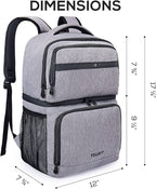 TOURIT Backpack Cooler with Double Decks, Insulated Cooling Bag for Lunch, Waterproof Lightweight for Men to Camping, Picnic, Hiking, Beach Park