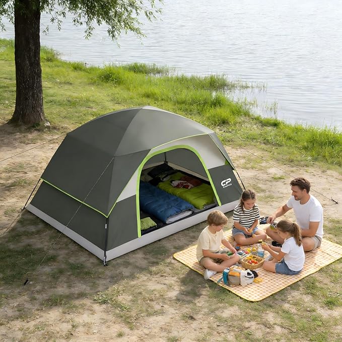 Tents for Camping 6 Person Tent Waterproof Windproof Double Layer Family Camping Tent, Easy Setup Dome Tent with Large Mesh Windows & Wider Door for Outdoor Camping & Hiking
