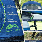 Happy Travel Tent 6 Person Tents for Camping, Waterproof Easy Setup Camping Tent with Rainfly, Portable Large Family Cabin Tent with 5 Large Mesh Windows and Carry Bag for Outdoor Camping & Hiking
