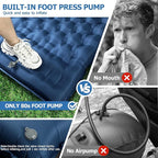 Sleeping Pad, 4.7" Extra-Thick & Ultralight Inflatable Camping Mat with Pillow, Built-in Foot Pump, Compact for Backpacking, Camping, Hiking, Travel — Navy Blue