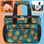Leakproof Reusable Insulated Cooler Lunch Bag Summer Pineapple Pattern Picnic Lunch Box for Women Men Cooler Tote Office Work Camping Beach 24 Can 15L