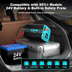 24V DC to 120V AC 4000 Watt Pure Sine Wave Inverter for RV, Truck, Solar, Home, Off-Grid, Power Inverter with 4 AC Outlet, 30W Type-C, 5V 3.1A USB, Hardwire Port, Remote Control, Surge 8000W