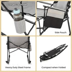 ARROWHEAD OUTDOOR 2-Pack Foldable Rocking Camp Chair with Large Cup Holder, Side Pocket, Space-Saving Folding, Enhanced Swinging Rocker for Camping, Fishing, Patio