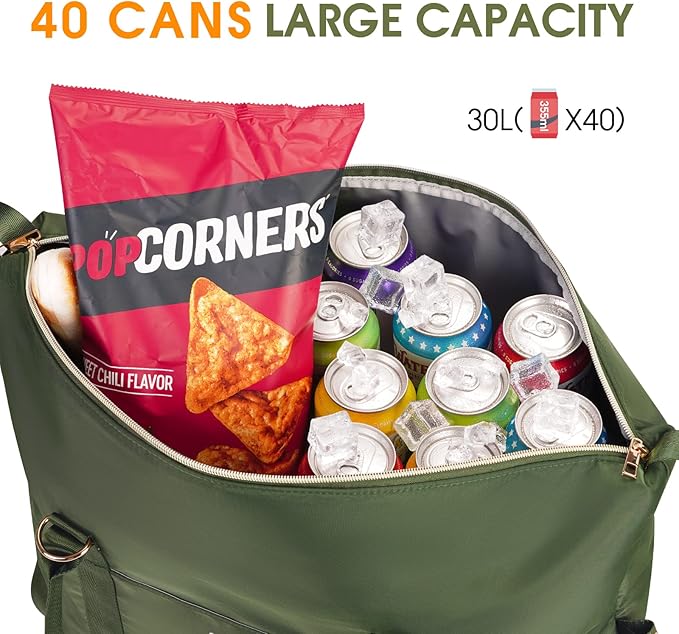 Ceneda Large Cooler Bag 30/40 Can Insulated Soft Leakproof Tote Cooler Bag - Beach,Travel,Camping,Lunch for Women and Men