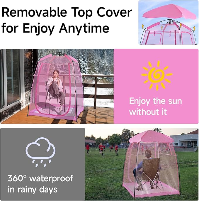 All Weather Proof Pod Sports Tent,Outdoor Weather Tent Sports Pod Pop Up Shelter with Sealed Floor,2-4 Person Clear Tent for Sport Event,Camping,Fishing 8 Sizes & Multicolor