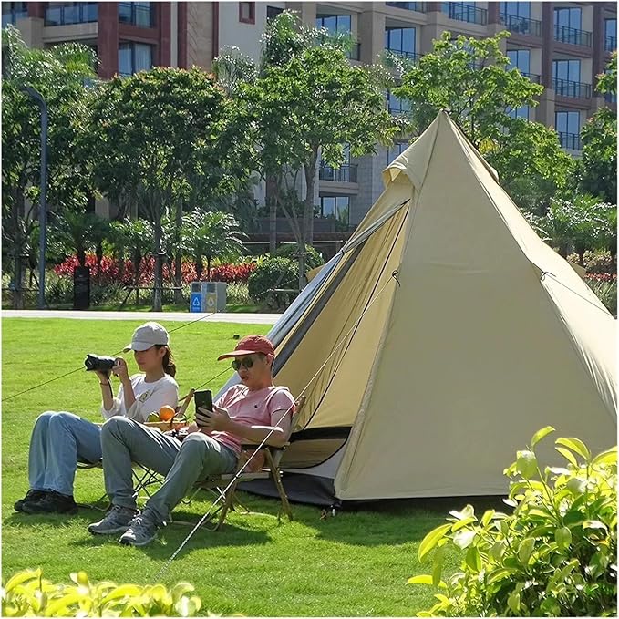 Compatible for Ultralight Pyramid 4 Person Camping Tent - Double Layer Outdoor Hiking Teepee, Large Space Family Tourist Backpacking Tipi