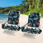 Goplus Beach Chair, Folding Backpack Beach Chairs for Adults with 5 Positions, Head Pillow, Cooler Bag, Towel Bar, Cup Holders, Sunbath Sling Tanning Lounge, Foldable Layout Camping Chairs