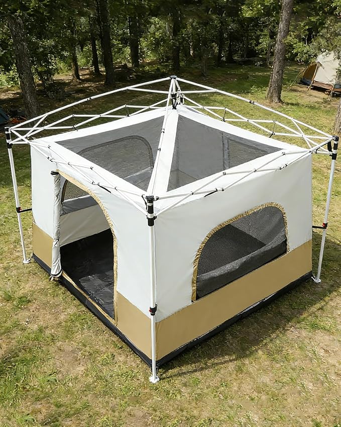 REDCAMP Canopy Camping Tent for Pop Up Canopy Tent, Inner Tent Converts Straight Leg 10'x10' or 10'x20' Canopy into Camping Tent, Fits 4-6 Person(Frame/Shelter NOT Included)