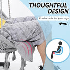 Macrame Hammock Hanging Swinging Chair with Oversized Cushion, Perfect for Bedroom, Porch, Kids, Adults, Balcony, Grey