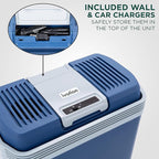 Ivation Electric Cooler & Warmer with Handle | 24 L Portable Thermoelectric Fridge for Vehicles & Trucks| 110V AC Home Power Cord & 12V Car Adapter for Camping, Travel & Picnics