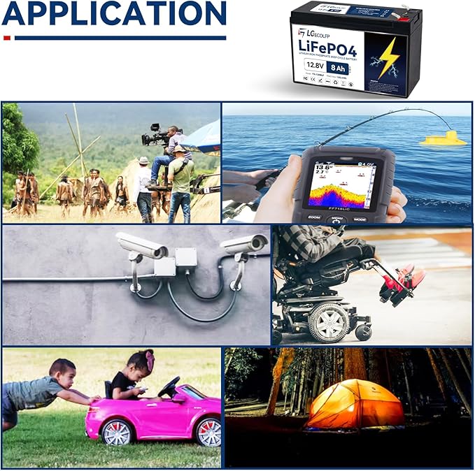 12V 8Ah Lithium LiFePO4 Deep Cycle Battery, 3000+ Cycles Rechargeable Battery Built-in 10A BMS Perfect for Ride on Toys, Scooters, Fish Finders, Small Ups Backup, Solar System, Lighting etc