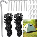 36 Pieces Inflatable Stakes and Tethers Replacement Tethers and Aluminum Metal Stakes Yard Inflatable Accessories with Hook for Fixing Halloween Christmas Decorations Inflatables Lawn Decor Tent