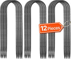 VEVOR Rebar Stakes, 10-Inch, Heavy-Duty 0.32 in Diameter U Shape, Galvanized Steel Ground Anchors with Chisel Point End & Rust-Resistant Coating, for Gardening Support, Fence, Camping Tents (12-Pack)