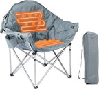 SunSettler Heated Camping Chair, Oversized Heated Outdoor Chairs for Adults with 3 Heat Levels, Portable Folding Padded Chair for Camp, Lawn, Sports (Battery NOT Included) (Grey, Oversized)