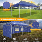 HOTEEL 10x30 Heavy Duty Pop Up Canopy Tent with 5 Sidewalls&Wheeled Bag, Commercial Event Party Tent Wedding Instant Canopy Waterproof, Upgraded Thicked Hexagonal Legs, UV 50+, Deep Blue
