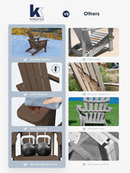 KINGYES Folding Adirondack Chair Set of 4, Dual Cup Holders & All-Weather HDPE, Wood-Like Patio Chair for Backyard, Camping, Pool & Fire Pit, Coffee