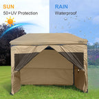 KAMPKEEPER 5pcs Sidewalls for 10X10 Commercial Instant Canopy Tent, Converts Canopy into Tent for Camping with Removable SUV Tailgate - Khaki (Canopy Pole/Shelter NOT Included)
