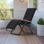PURPLE LEAF Oversized Outdoor Reclining Chair Patio Zero Gravity Chaise Lounge Folding Chair with Removable Cushion Adjustable Headrest for Lawn Camping Beach Pool Black