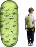 Kids Glow-in-The-Dark Dinosaur Sleeping Bag for Boys Camping Hiking - Machine Washable, Durable, Waterproof, Lightweight - Slumber Bag & Backpack 2 Pc Gift Set - Age 3-10 | 58" L X 27" W