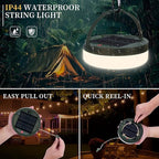 Solar Camping Lights 180LEDs 33FT,Rechargeable 4 in1 Camping String Lights with13 Modes&Timer,Waterproof Christmas Twinkle Lights for Tent,Yard,Outdoor,Garden,Hiking,Travel Decor