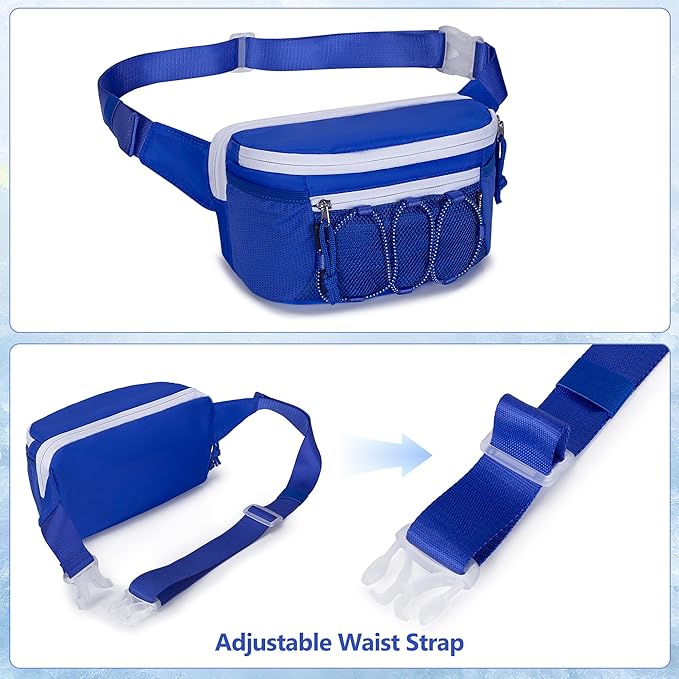 Fanny Pack Cooler, Insulated Waist Pack Snack Bag, Portable Hip Pack for Beach, Camping and Hiking, Blue