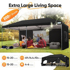 Quictent 10x20 Pop up Canopy with Sidewalls Easy up Canopy Tent Instant Shelter with Windows for Outdoor Event Party