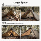 OneTigris APEX Trail Teepee Tent, Waterproof Windproof Hot Tent with Stove Jack, 2 Person Tent for Camping, Hiking, Bushcraft, Bikepacking, Travel