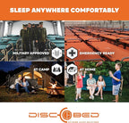 Disc-O-Bed Large Outdoor Modular 1 Person Single Camping Cot Portable Bed for Adults, Sleep Solution for Tents, Green