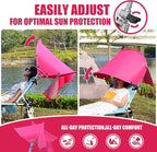 XL Universal Beach Chair Umbrella Canopy, UPF 50+ Chair Sun Shade Attachment with Adjustable Clamp for Camping, Lawn, Wheelchair, Tanning, Zero Gravity, Lounge, Fishing, Outdoor Chairs, Oversized