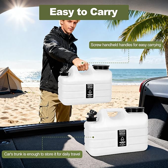 3 Gallon Water Jug, Portable Camping Water Jug BPA Free, Leak-Proof Water Storage Containers for Camping, Emergency Water Storage for Outdoor Hiking Picnic, White