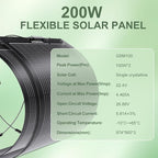 200W Flexible Solar Panel for RV Boat,12V/24V Monocrystalline Ultra-Flexible Bendable Mono Off-Grid Charger for Marine RV Cabin Van Car Boat Curve Surfaces （2 * 100w）