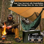 PEAK4RATION High Energy Bar | Compact Compressed Food Bar - Caramel Cinnamon 13728kcal | Long Shelf-Life Emergency Food Ration -12 Day Package 3kg (12x250g Metal Box) | Survival Preparedness Food Bar for Outdoor Camping, Crisis, Earthquake, Wildfire, H...