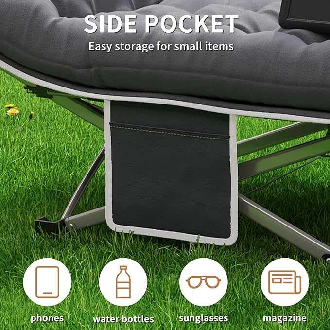 Camping Cot Bed for Adults, Portable Sleeping Cots with Mattress Folding, Fold Away Guest Bed Cot with Carrying Bag for Home Office Nap Indoor Outdoor (Grey)