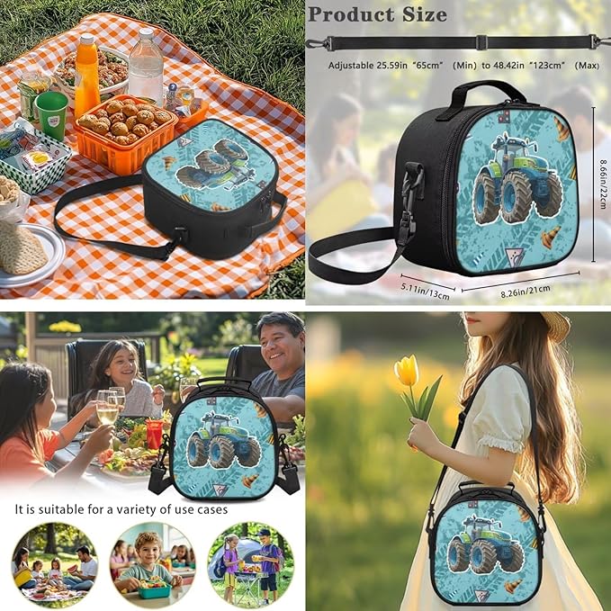 Tractor Backpack and Lunch Box Set Elementary School Backpack for Boys Cool Teen Daycare Schoolbag Rucksack Laptop Bags