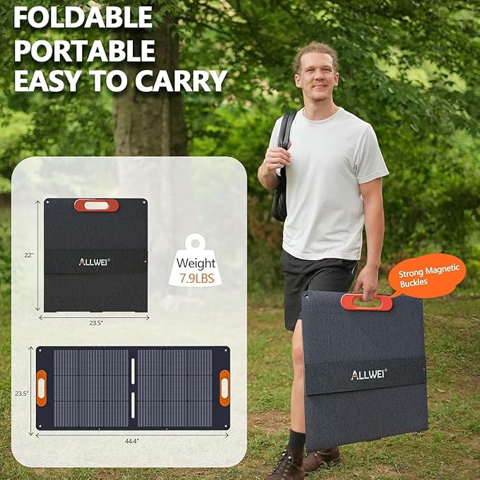 ALLWEI Solar Generator with Panels Included - 300W/256Wh LiFePO4 Battery Portable Power Station with 100W Solar Panel, Solar Powered Bank Generator for Camping,Home Use, Power Outage