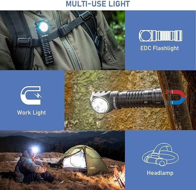 4000 Lumen Headlamp Rechargeable Head Lamp, Sofirn HS41 LED EDC Headlight with Magnetic Base, IP68 Water Resistance, High Lumens Super Bright Head Light for Camping Emergency(Battery Included)